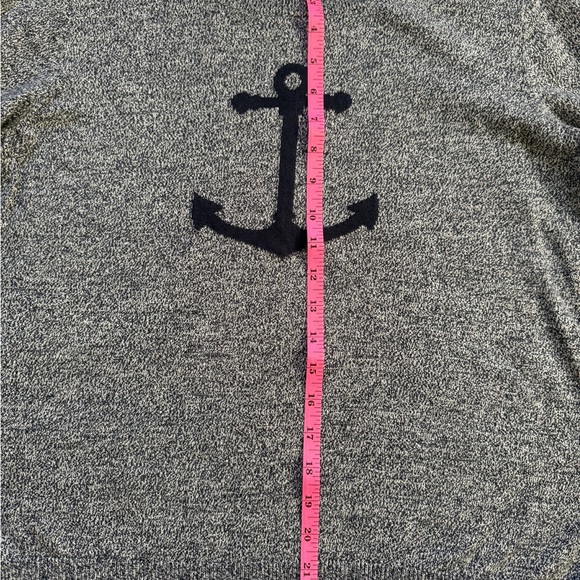 Nautica Women's Heathered Gray Crewneck Sweater with Navy Anchor - Picture 4 of 6